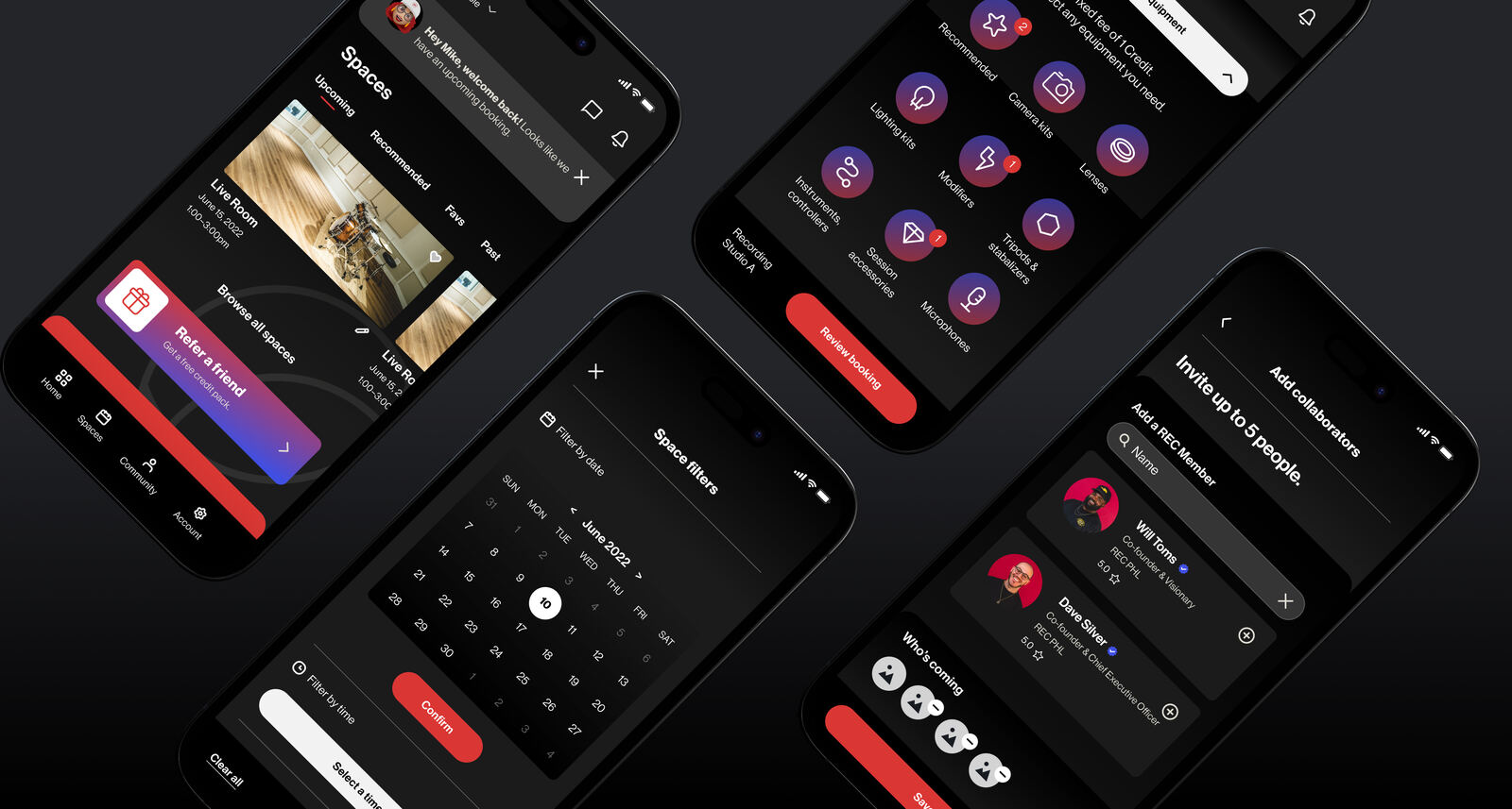 Share Space studio booking app for REC Philly