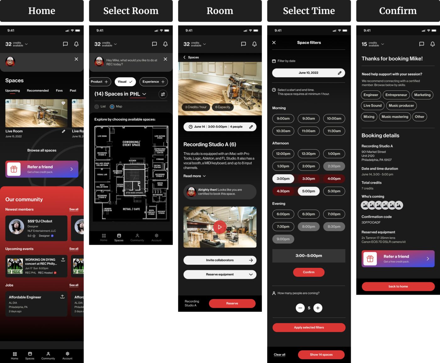 High-fidelity booking flow