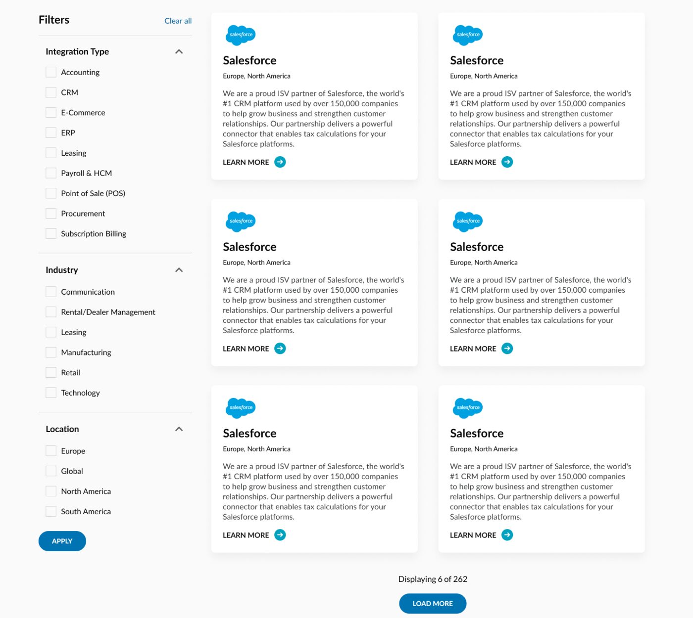 Simplified partner cards