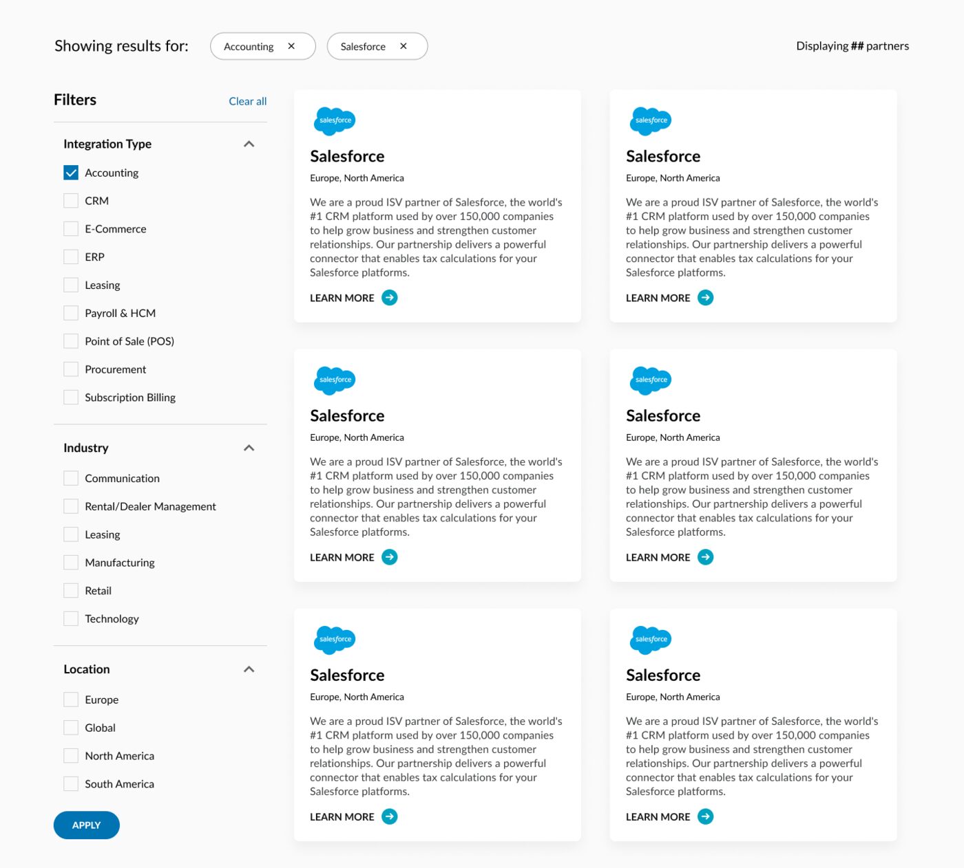 Redesigned filter panel