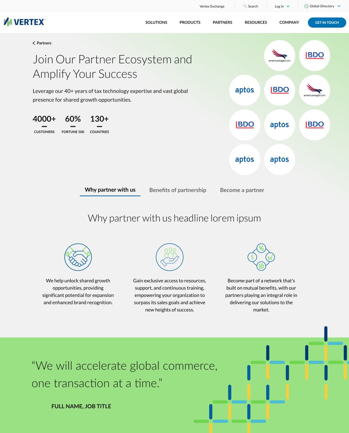 Partner landing page