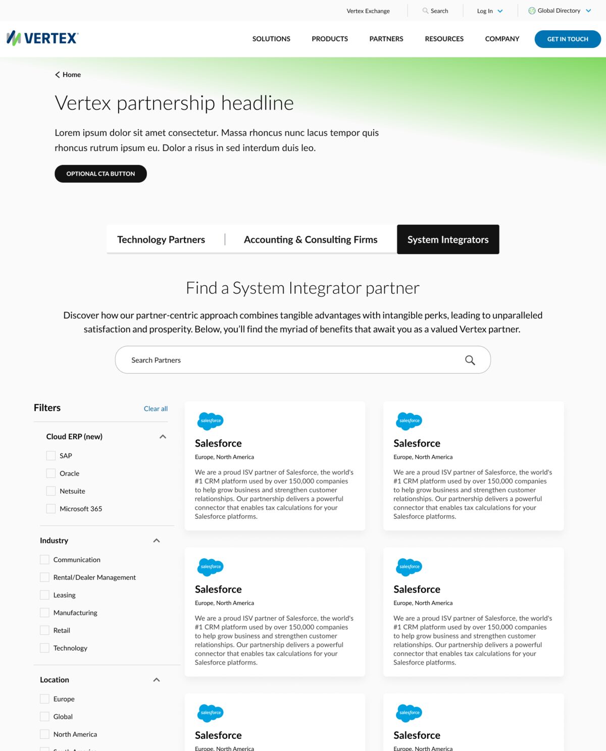 Technology partners page